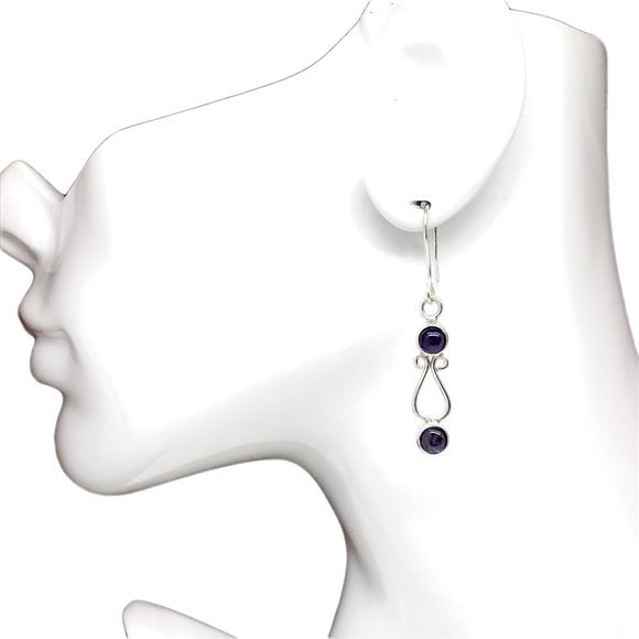 Ohm Design Amethyst Gemstone Dangle Earrings | Womens Jewelry - Picture 1 of 5